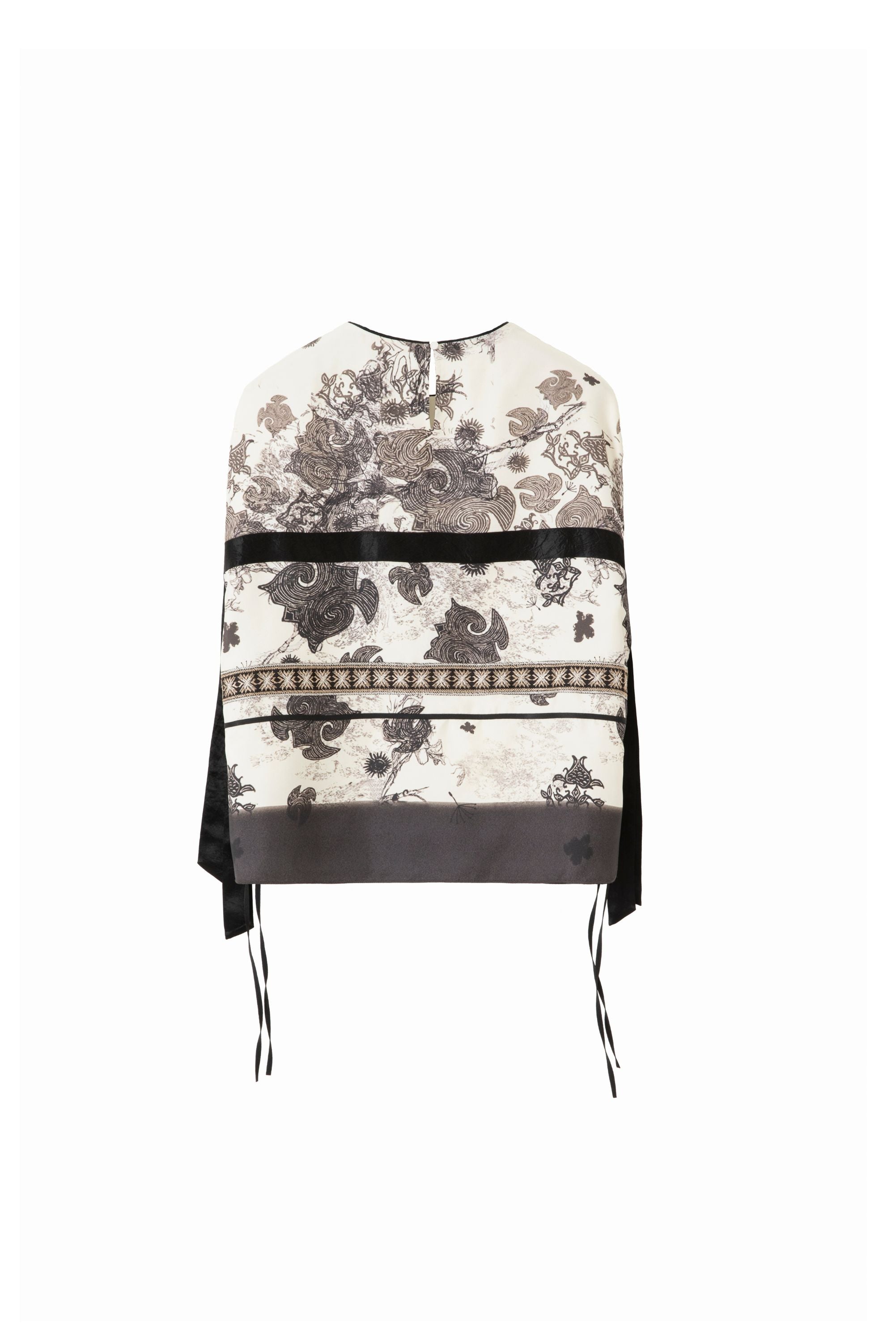 BLACK AND WHITE PRINTED SILK TOP