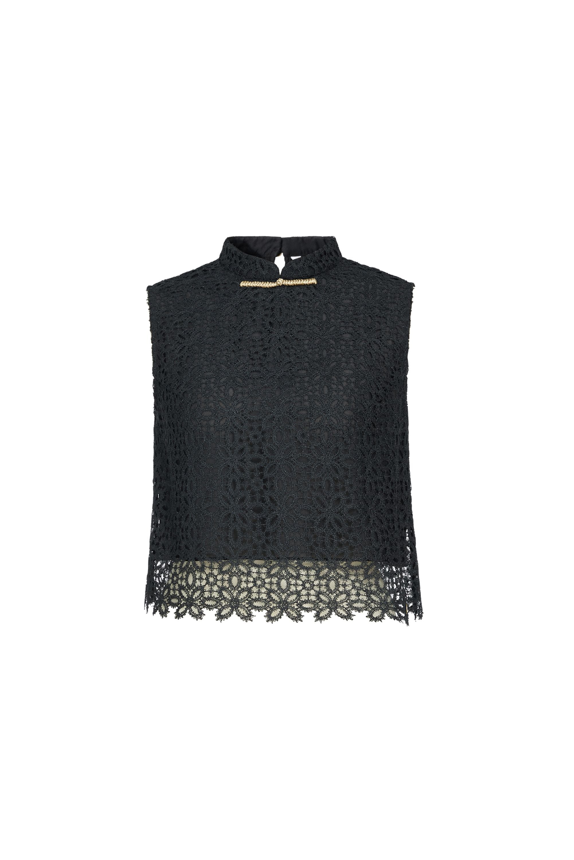 TOP NERO IN PIZZO