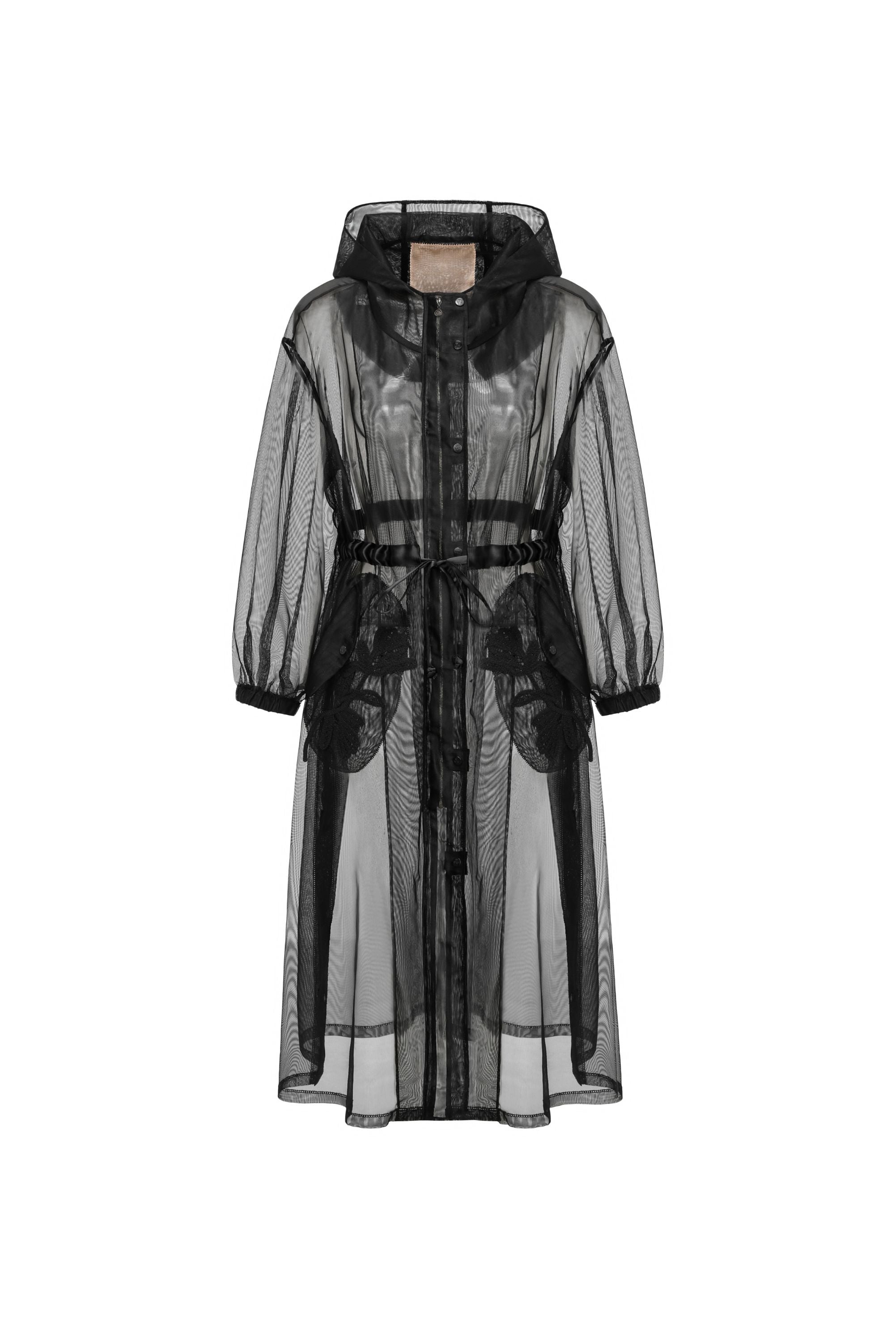 TRENCH NERO IN ORGANZA
