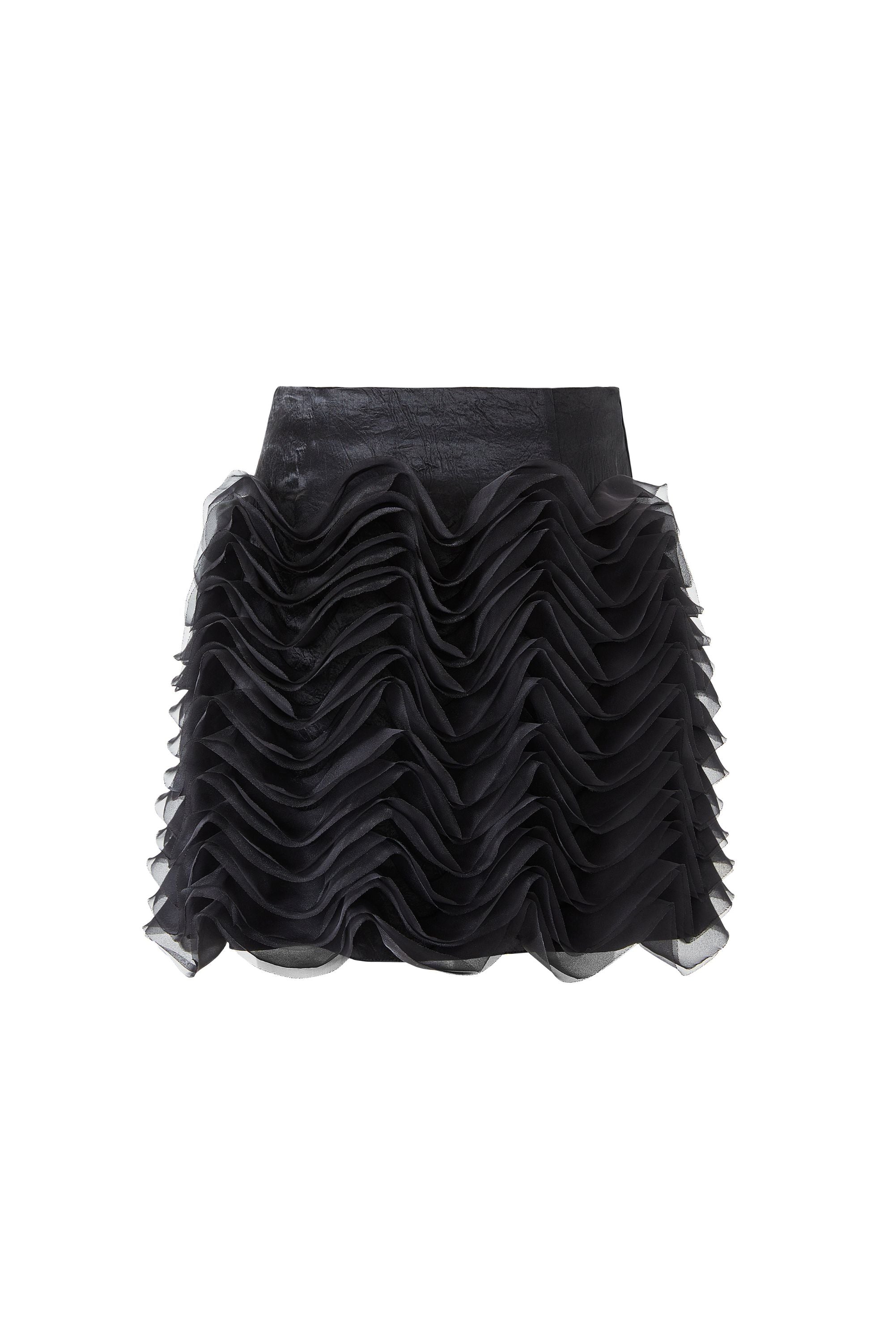 BLACK WAVY SKIRT