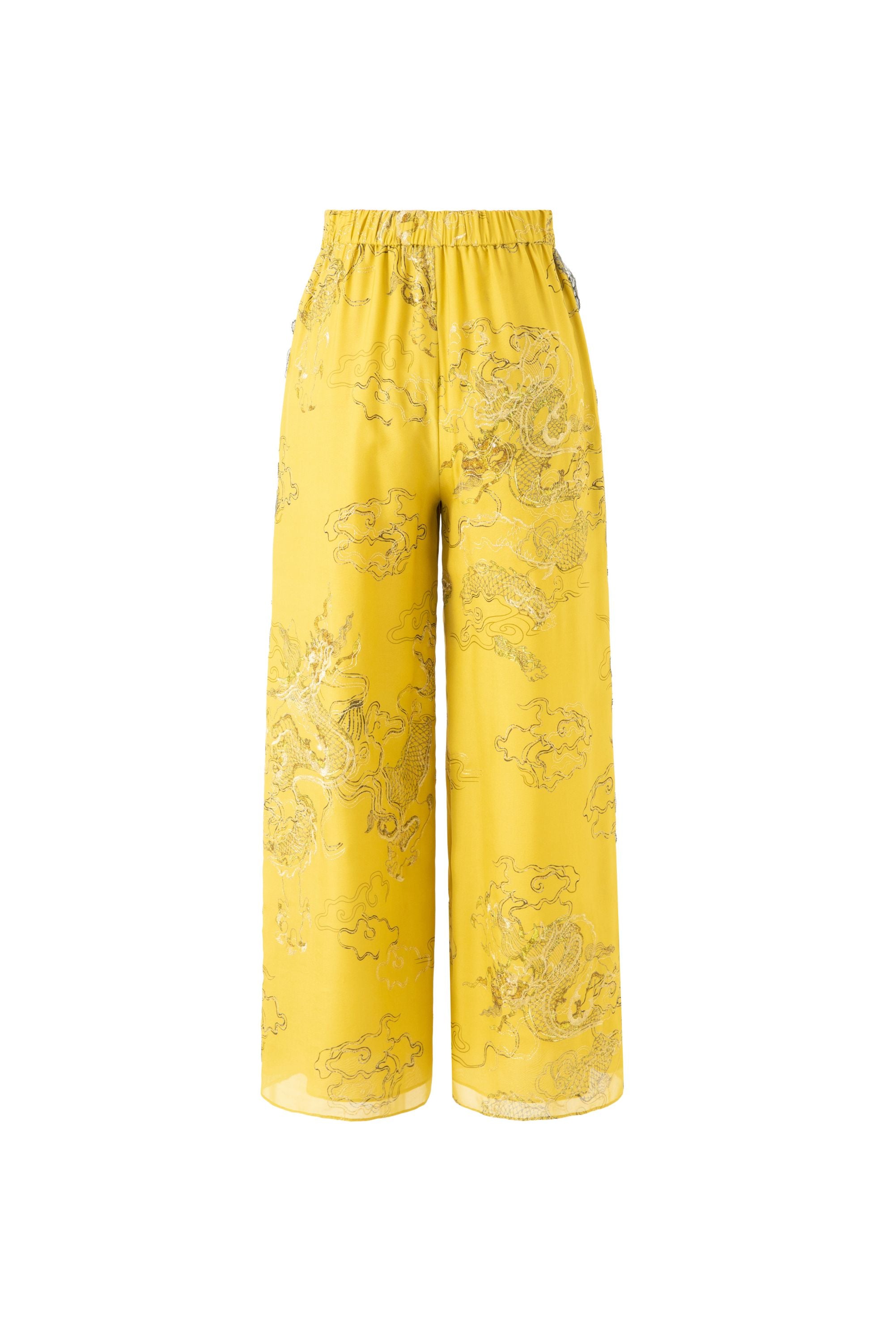 DRAGON-PRINT PANTS