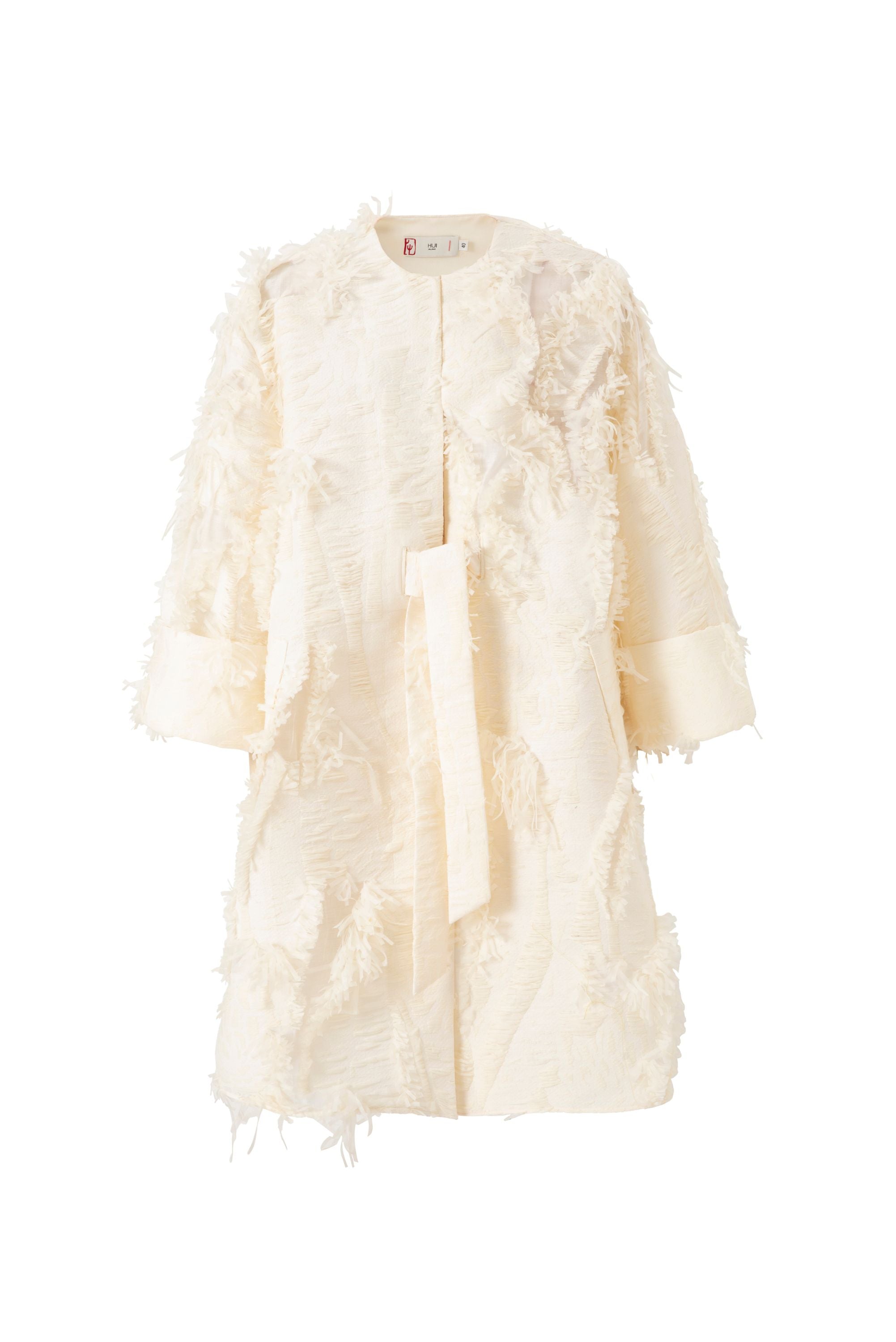 CAPPOTTO IN JACQUARD CON FRANGE