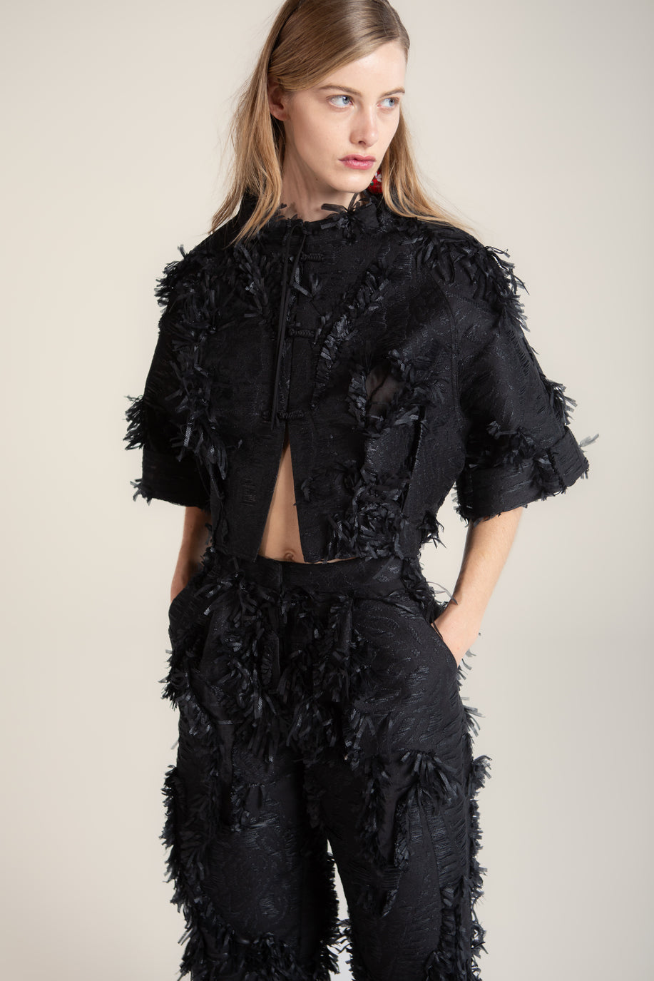 GIACCA IN JACQUARD CON FRANGE