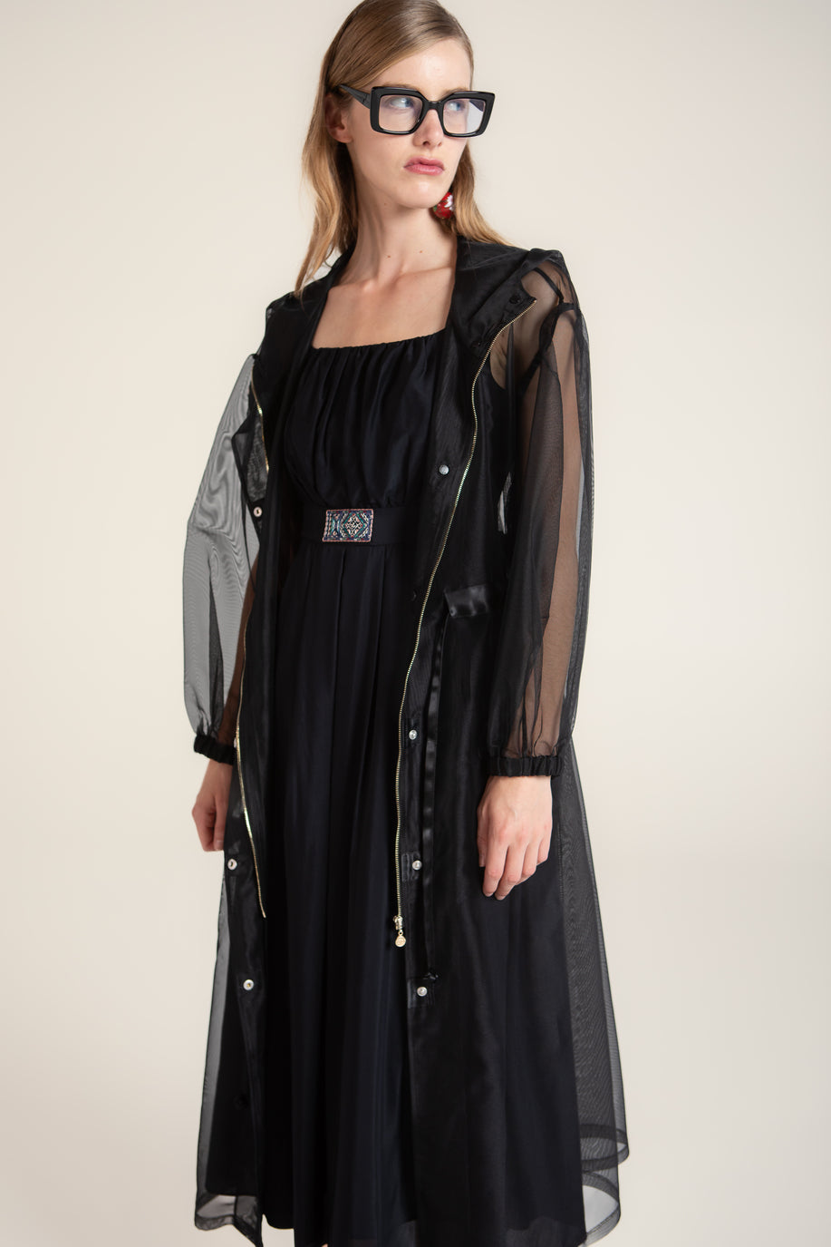 TRENCH NERO IN ORGANZA