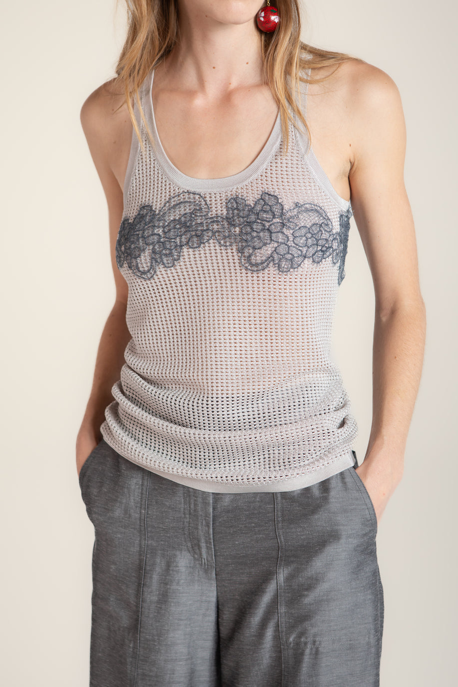 TOP GRIGIO IN MAGLIA
