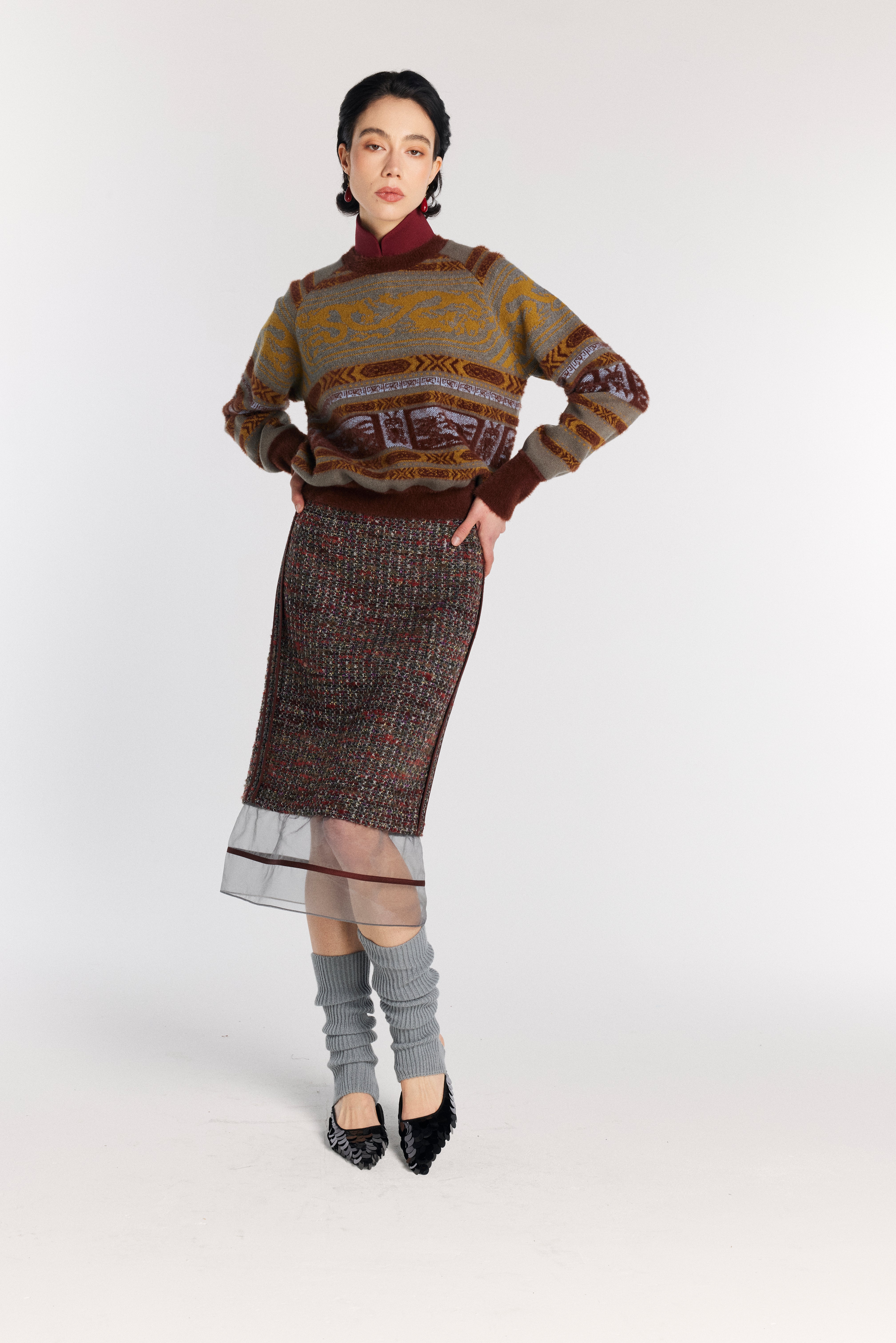 MAGLIONE IN JACQUARD CON STAMPA DRAGO