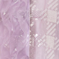 Purple sequin coat with wave-inspired ruffle details and traditional Chinese stand collar, elegant outerwear blending cultural heritage with modern sophistication.