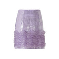 Purple sequined skirt with sculptural movement, sleek finish inspired by the elegance of traditional Chinese ceremonial garments.
