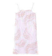 Purple slip dress with sheer fabric and intricate lace-inspired pattern, flowing silhouette influenced by Chinese motifs and modern craftsmanship.