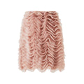 Flowing midi-length wavy skirt with wave-like ruffle trim and delicate embroidery, modern design inspired by Chinese heritage.