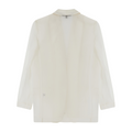 Women's white organza blazer with classic minimalist silhouette, inspired by Chinese tradition, elegant and timeless layering piece.